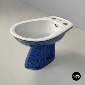 Blue ceramic bidet by Antonia Campi for Richard Ginori, 1970s