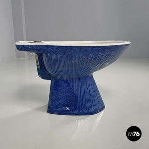 Blue ceramic bidet by Antonia Campi for Richard Ginori, 1970s