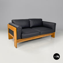 将图片加载到图库查看器，Black faux leather sofa Bastiano by Afra and Tobia Scarpa for Gavina, 1960s
