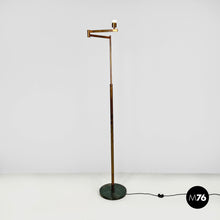 将图片加载到图库查看器，Brass floor lamp with adjustable arm, 1940s
