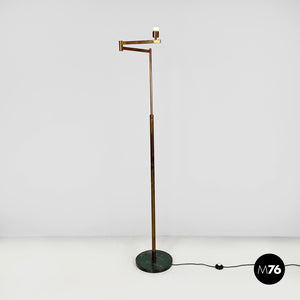 Brass floor lamp with adjustable arm, 1940s