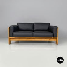 将图片加载到图库查看器，Black faux leather sofa Bastiano by Afra and Tobia Scarpa for Gavina, 1960s
