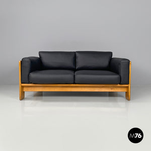 Black faux leather sofa Bastiano by Afra and Tobia Scarpa for Gavina, 1960s