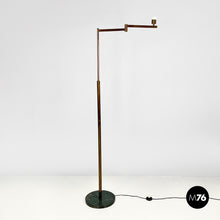 将图片加载到图库查看器，Brass floor lamp with adjustable arm, 1940s
