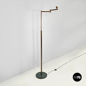 Brass floor lamp with adjustable arm, 1940s