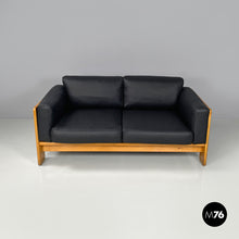 将图片加载到图库查看器，Black faux leather sofa Bastiano by Afra and Tobia Scarpa for Gavina, 1960s
