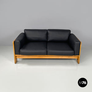 Black faux leather sofa Bastiano by Afra and Tobia Scarpa for Gavina, 1960s