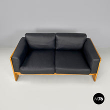 将图片加载到图库查看器，Black faux leather sofa Bastiano by Afra and Tobia Scarpa for Gavina, 1960s
