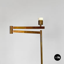 将图片加载到图库查看器，Brass floor lamp with adjustable arm, 1940s
