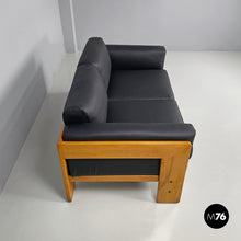 将图片加载到图库查看器，Black faux leather sofa Bastiano by Afra and Tobia Scarpa for Gavina, 1960s
