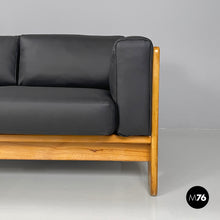 将图片加载到图库查看器，Black faux leather sofa Bastiano by Afra and Tobia Scarpa for Gavina, 1960s
