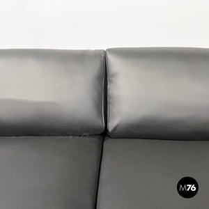 Black faux leather sofa Bastiano by Afra and Tobia Scarpa for Gavina, 1960s