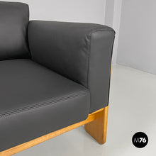 将图片加载到图库查看器，Black faux leather sofa Bastiano by Afra and Tobia Scarpa for Gavina, 1960s
