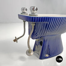 Load image into Gallery viewer, Bidet in white ceramic with blue enamel, 1970s
