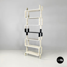 Charger l&#39;image dans la galerie, Modular black and white wooden bookcase, 1980s
