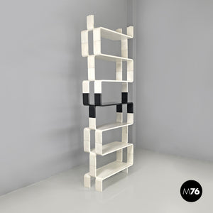 Modular black and white wooden bookcase, 1980s