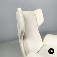 Load image into Gallery viewer, White fabric and wood armchair, 1950s
