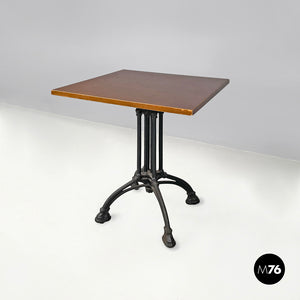 Black cast iron and wooden top bar table, 1990s