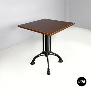 Black cast iron and wooden top bar table, 1990s