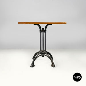 Black cast iron and wooden top bar table, 1990s