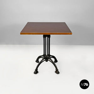 Black cast iron and wooden top bar table, 1990s