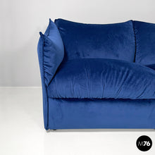 将图片加载到图库查看器，Modular sofa in blue velvet, 1980s
