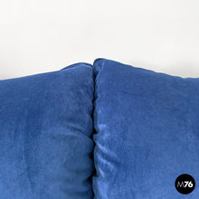 将图片加载到图库查看器，Modular sofa in blue velvet, 1980s
