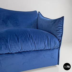 Modular sofa in blue velvet, 1980s