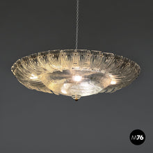 Load image into Gallery viewer, Round ceiling light by Barovier&amp;Toso in transparent Murano glass, 1940s
