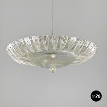 Load image into Gallery viewer, Round ceiling light by Barovier&amp;Toso in transparent Murano glass, 1940s
