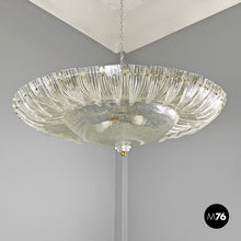 Load image into Gallery viewer, Round ceiling light by Barovier&amp;Toso in transparent Murano glass, 1940s
