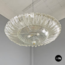 Load image into Gallery viewer, Round ceiling light by Barovier&amp;Toso in transparent Murano glass, 1940s
