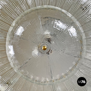 Round ceiling light by Barovier&Toso in transparent Murano glass, 1940s