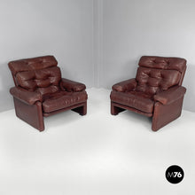 将图片加载到图库查看器，Brown leather armchairs Coronado by Afra and Tobia Scarpa for B&amp;B, 1970s
