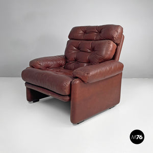 Brown leather armchairs Coronado by Afra and Tobia Scarpa for B&B, 1970s