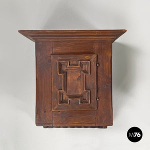 Wooden wall nightstands with decorated doors, 1960s