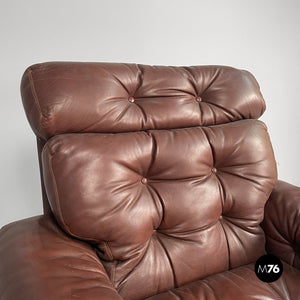 Brown leather armchairs Coronado by Afra and Tobia Scarpa for B&B, 1970s