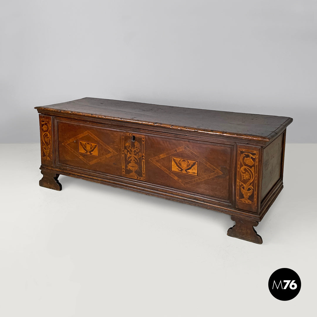 Load image into Gallery viewer, Wooden chest with inlays and folding top, early 1800s