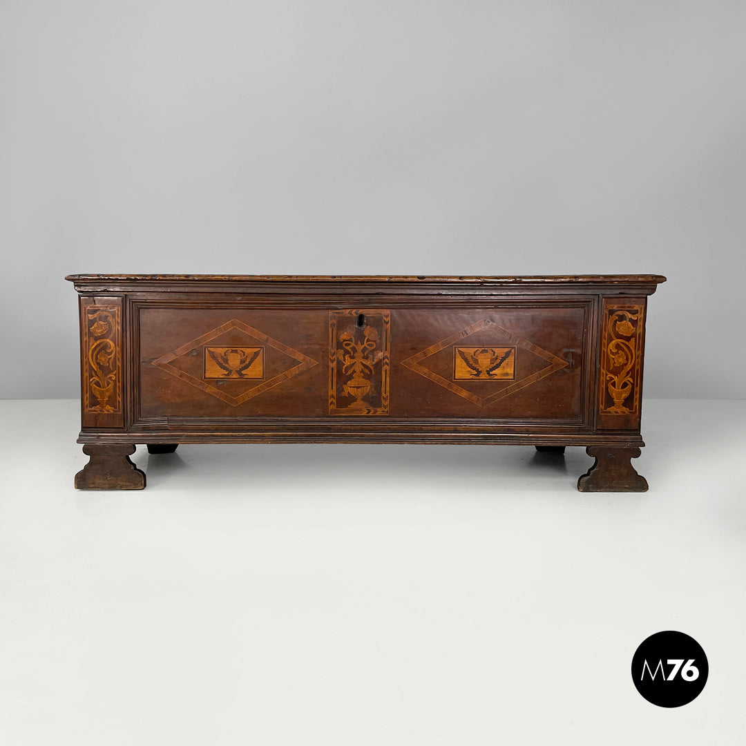 Load image into Gallery viewer, Wooden chest with inlays and folding top, early 1800s