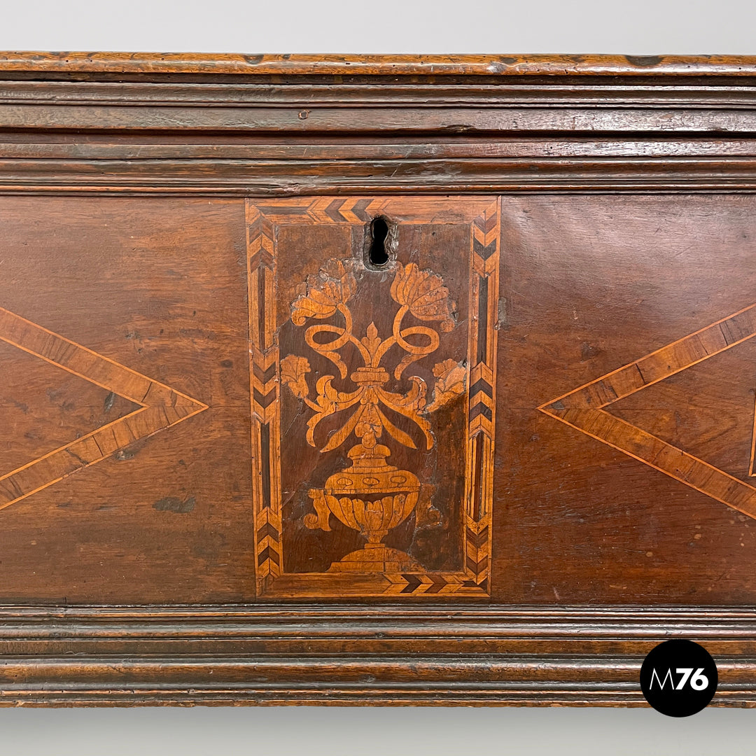 Load image into Gallery viewer, Wooden chest with inlays and folding top, early 1800s