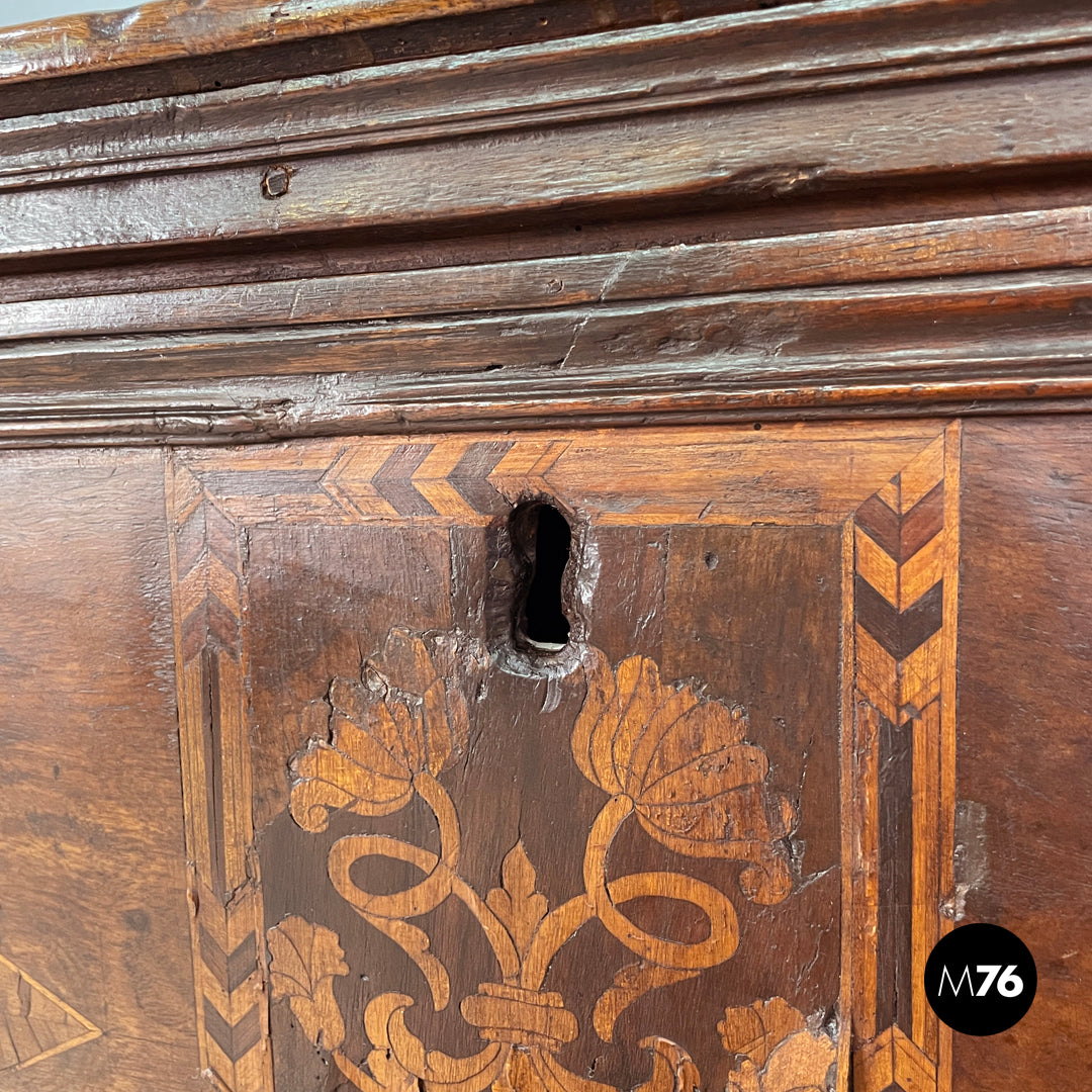 Load image into Gallery viewer, Wooden chest with inlays and folding top, early 1800s