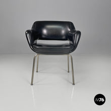 Carica l&#39;immagine nel visualizzatore di Gallery, Black faux leather armchairs Kilta by Olli Mannermaa for Cassina, 1960s
