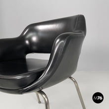 Carica l&#39;immagine nel visualizzatore di Gallery, Black faux leather armchairs Kilta by Olli Mannermaa for Cassina, 1960s
