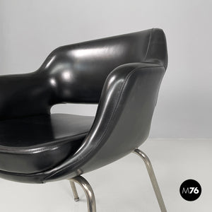 Black faux leather armchairs Kilta by Olli Mannermaa for Cassina, 1960s