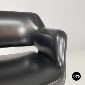 Black faux leather armchairs Kilta by Olli Mannermaa for Cassina, 1960s