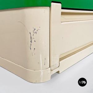 Green and dirty white 4964 chest of drawers by Olaf Von Bohr for Kartell, 1970s