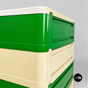 Green and dirty white 4964 chest of drawers by Olaf Von Bohr for Kartell, 1970s