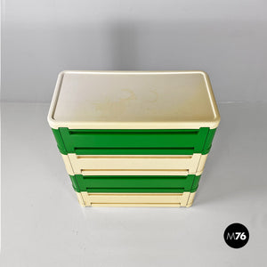 Green and dirty white 4964 chest of drawers by Olaf Von Bohr for Kartell, 1970s