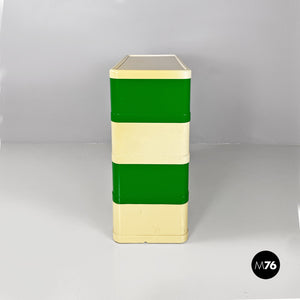 Green and dirty white 4964 chest of drawers by Olaf Von Bohr for Kartell, 1970s