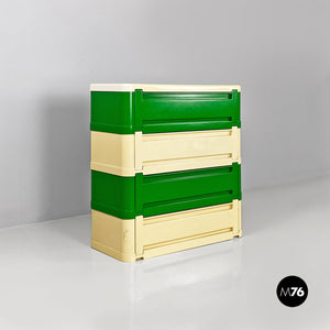 Green and dirty white 4964 chest of drawers by Olaf Von Bohr for Kartell, 1970s